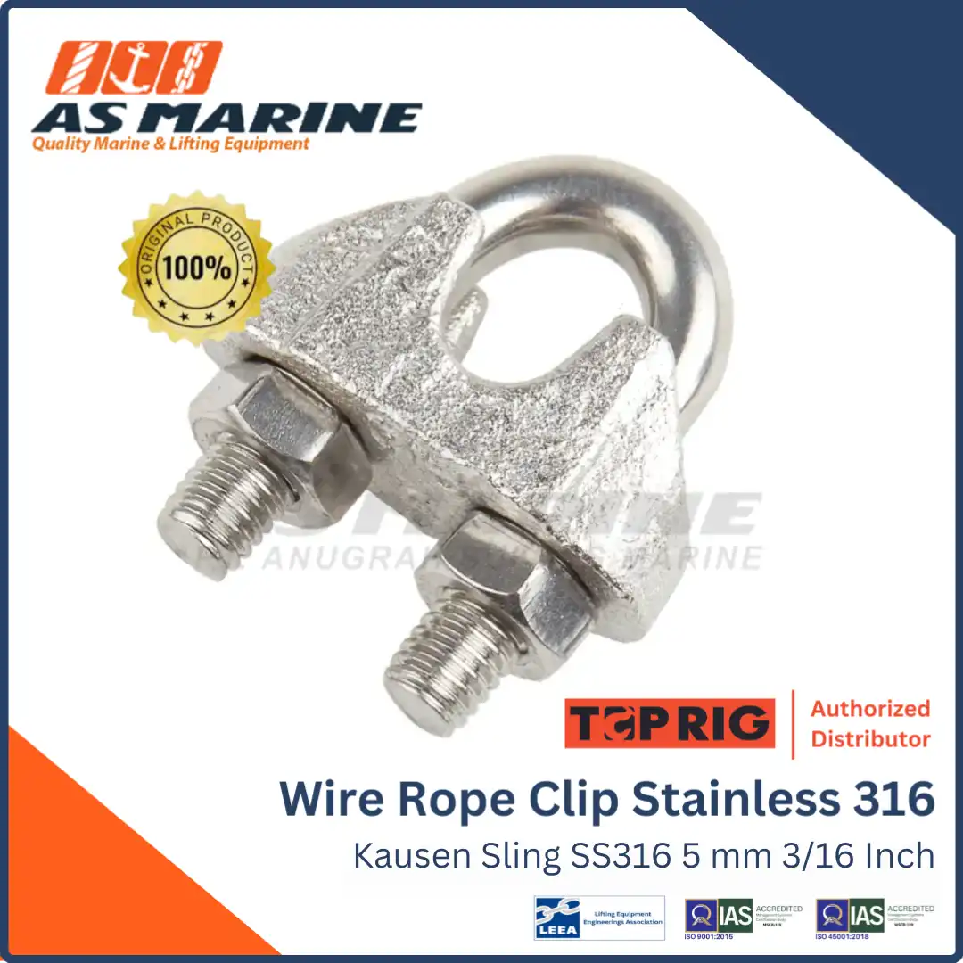 Toprig Wire Rope Clip / Klem Sling / Kuku Macan Stainless Steel 316 3/16 Inch